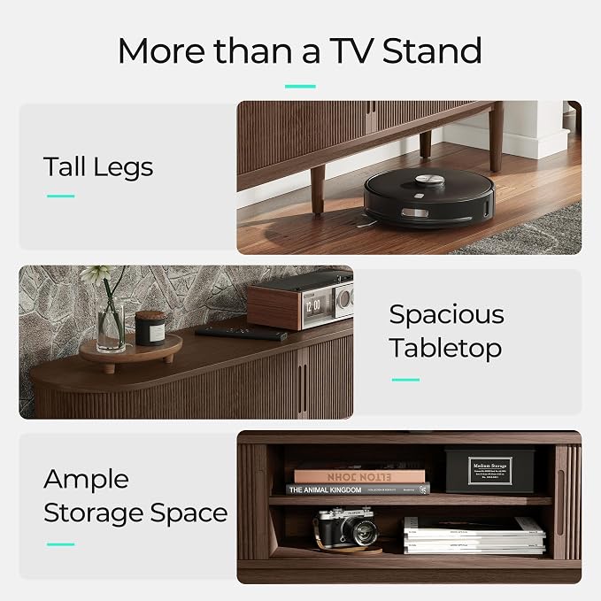 LINSY HOME 58" Fluted TV Stand for TVs up to 65 Inch, Mid Century Modern - Image 7