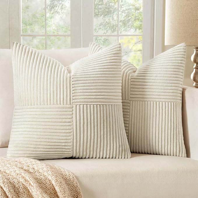 MIULEE Beige Decorative Throw Pillow Covers 20x20 Inch by MIULEE