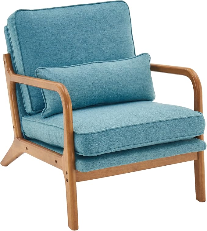 Bonnlo Teal Accent Chairs Set of 2, Upholstered Mid Century Modern Lounge - Image 9