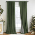Olive Green Blackout Curtains for Bedroom 96 Inches Long Floor Length 2 Panel by Pitalk