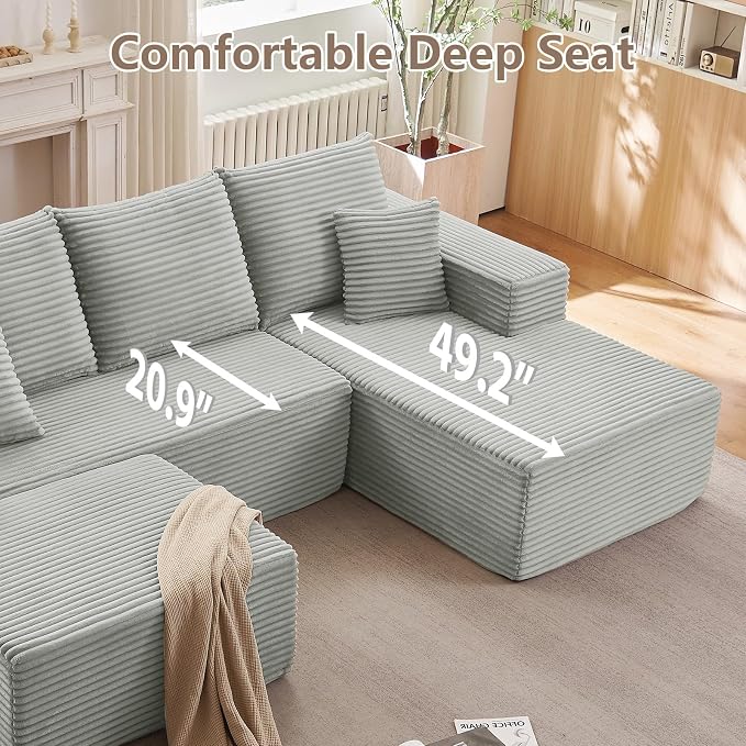 107" Cloud Modular Sectional Couches, Modern Convertible U Shaped Couch - Image 5