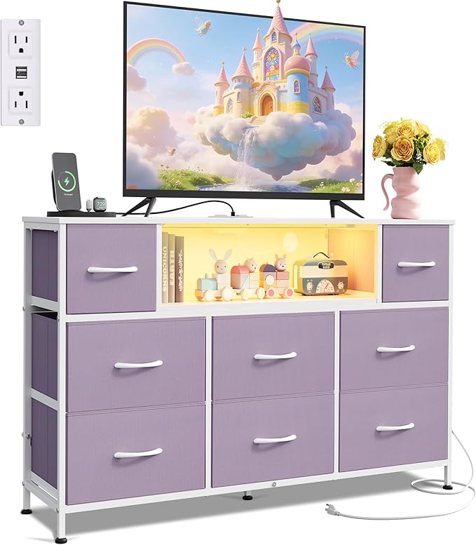 WLIVE Purple Dresser TV Stand for 45, 55 inch TV, Entertainment Center by WLIVE