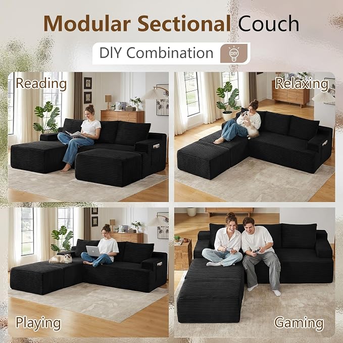 96" Cloud Sectional Couch U-Shaped Chaise - Image 5