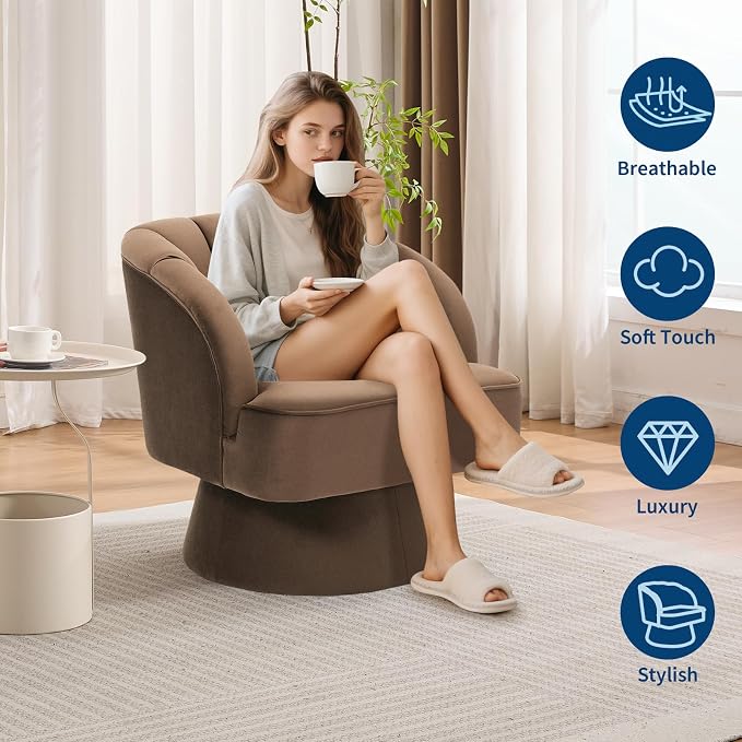 Garvee Ultra-Plush Swivel Accent Chair, 360° Barrel Lounge Chair - Image 3