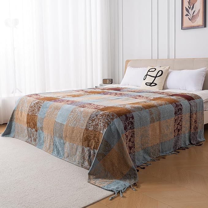 Bohemian Chenille Throw Blanket, Boho Jacquard Tassels Cover - Image 8