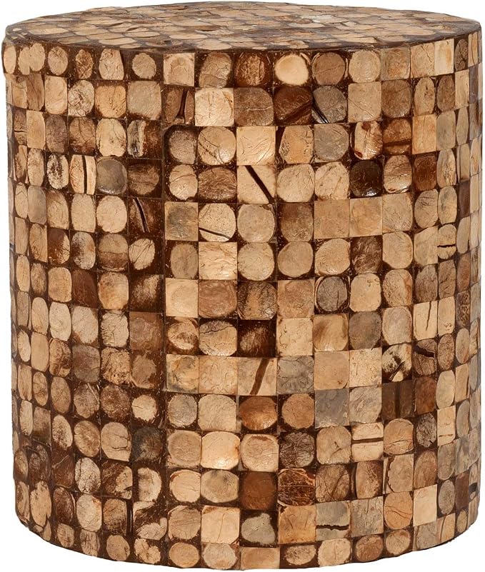 East at Main Round Brown Coconut Shell Side Table by EastatMain