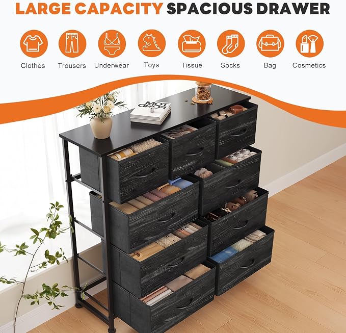 Sweetcrispy 9 Drawer Fabric Dresser Storage Tower - Image 6