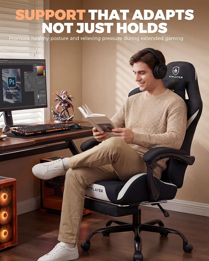 GTPLAYER Gaming Chair with Foot Rest & Pocket Spring Cushion, Ergonomic High - Image 7