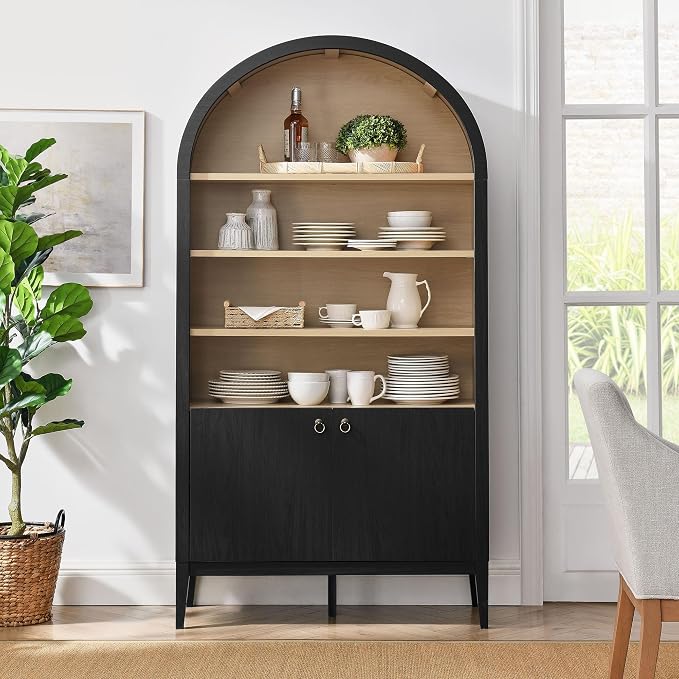 Modway Nolan Tall Arched Storage Display Cabinet in Black - Image 5