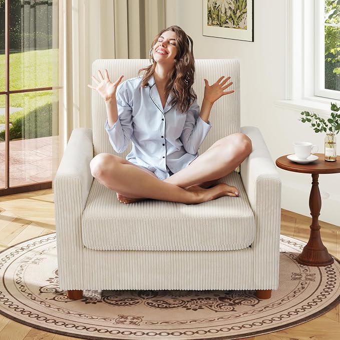 Kidirect 35.5in Oversized Accent Chair, Corduroy Reading Chair by Kidirect