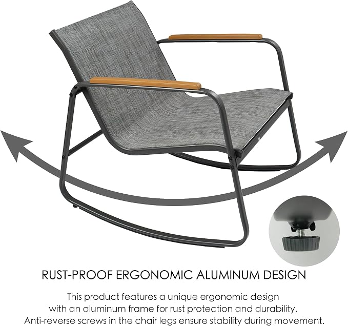Kozyard 3-Piece Rocking Chair Set, Outdoor Rocking Textilene Bistro Set - Image 5
