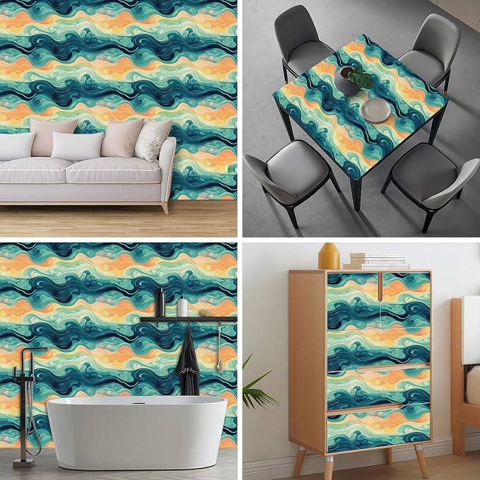 HOMETITUTE Sunset Swirl Landscape Wallpaper Peel and Stick Contact Paper Wall - Image 6