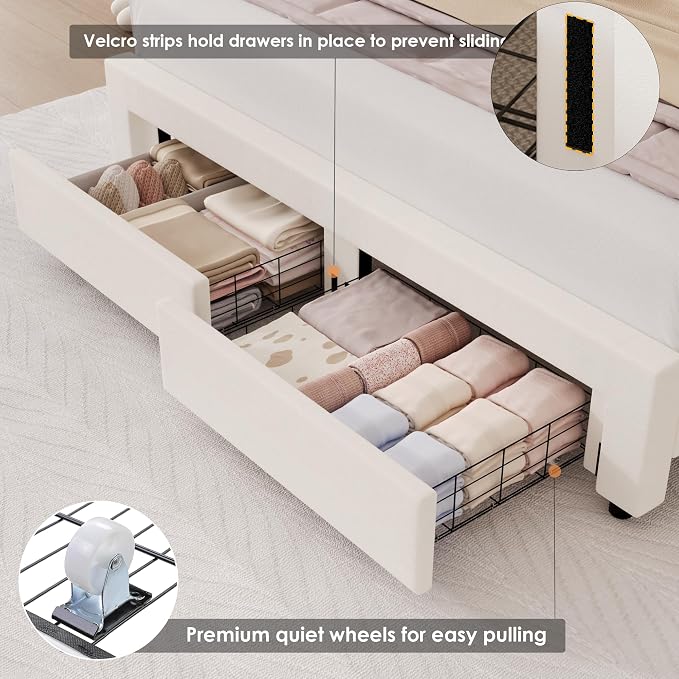 HIFIT Full Upholstered LED Bed Frame - Image 6