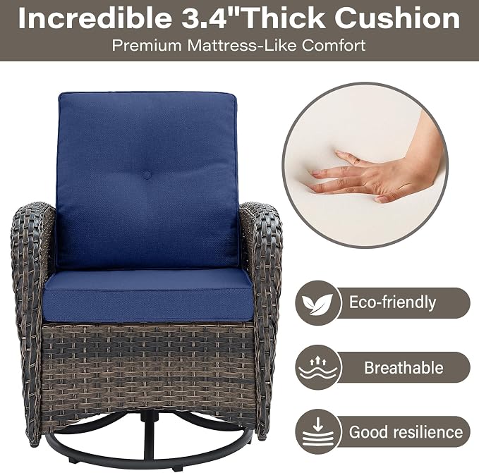 Belord Patio Wicker Chairs Swivel Rocker - Image 6