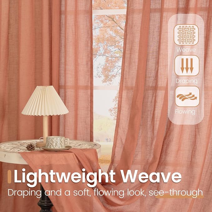 BGment Linen Curtains 84 Inch Length - Image 5