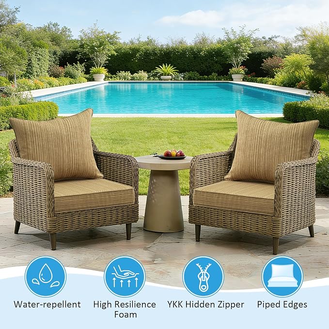 Outdoor Deep Seat & Back Cushion Set, 24 x 24 Inch Water Repellent and Fade - Image 3