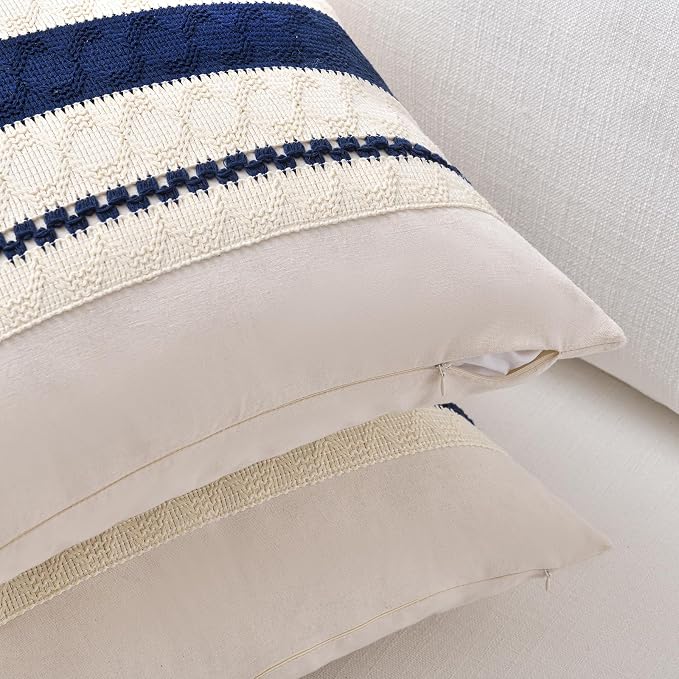 Fancy Homi Set of 1 Navy Blue Euro Decorative Throw Pillow Covers 26x26 Inch - Image 3