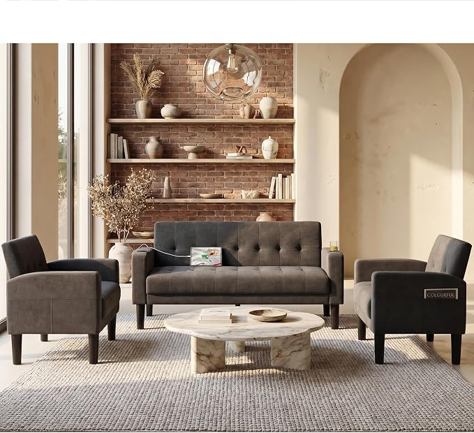 TYBOATLE Sofa Couch, Living Room Furniture Sectional Sofa Sets of 3 Pcs - Image 3
