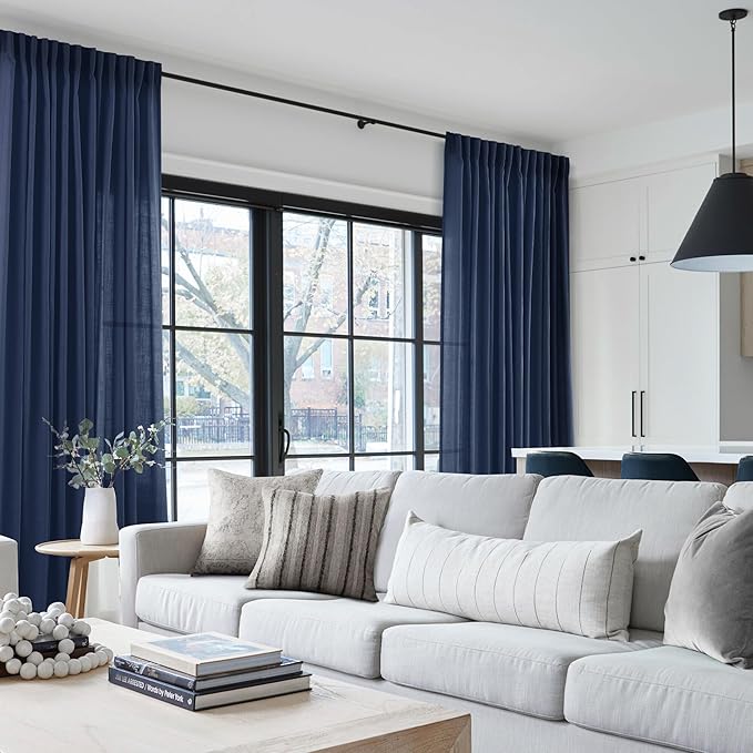 Navy Blue Curtains 120 inch Length - Image 5