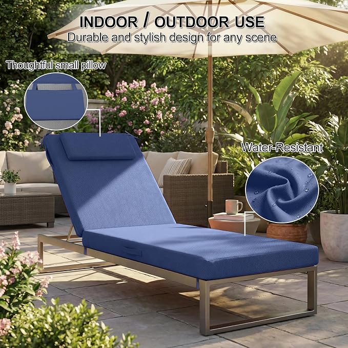 Outdoor Chaise Lounge Cushions, 71x21 Inch Olefin Water & Fade Resistant Pool - Image 5
