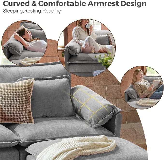 ELUCHANG Oversized 113" Modular Sectional Sofa, Comfy Deep Seat Cloud Couch - Image 4