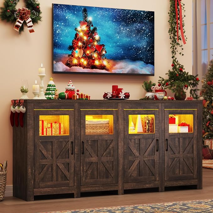 74" Large LED Farmhouse TV Stand - Image 3