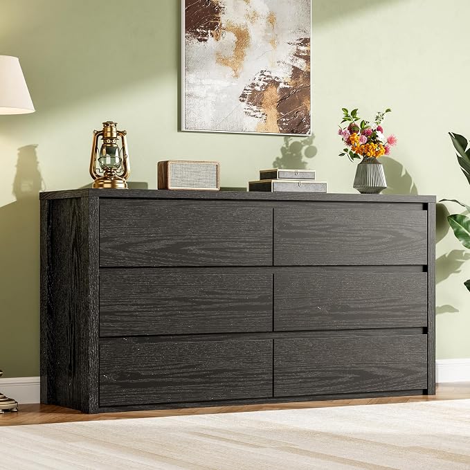 GarveeHome 6 Drawer Dresser for Bedroom, Wide Wood Chest of Drawers Handle Free - Image 4