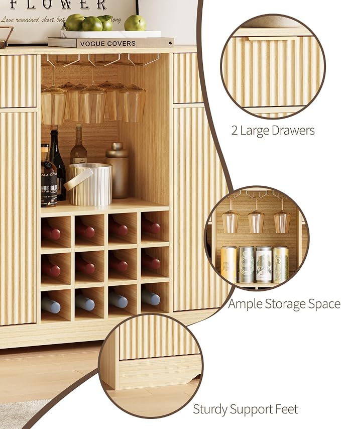 55" Fluted Wine Bar Cabinet - Image 5