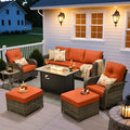 ovios 7 Pieces Patio Furniture Set, Outdoor Wicker Sofa Couch by OVIOS