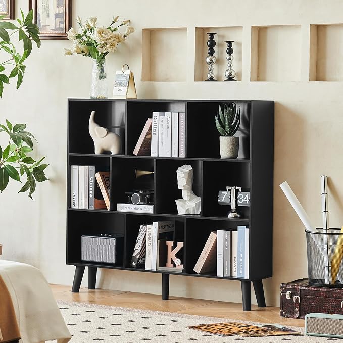 LEYAOYAO 10 Cube Bookshelf, 3 Tier Modern Wide Bookcase - Image 4