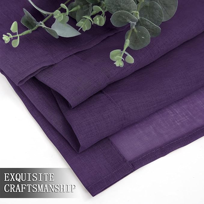 Tollpiz Sheer Curtains Living Room Linen Textured Curtain Sheers Light - Image 7