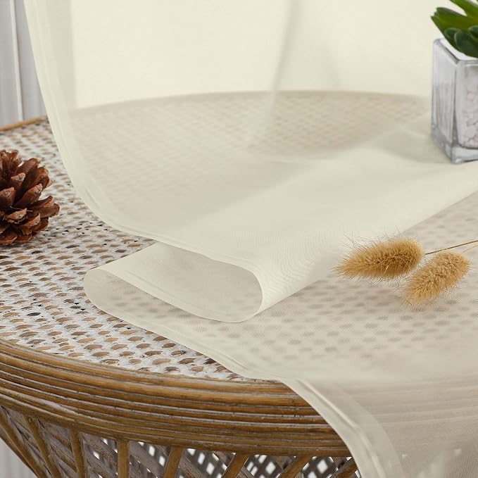 OWENIE Sheer Cream Curtains 108 Inches Long - Image 5