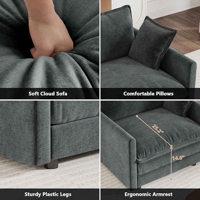 mikibama Modular Sectional Sofa, 146.5 Inch U Shaped Couch Set - Image 3