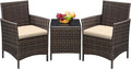 Greesum 3 Pieces Patio Furniture Sets Outdoor PE Rattan Wicker Chairs by BuynowfromGreesum