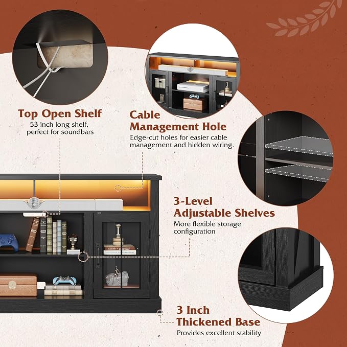 WLIVE Farmhouse TV Stand for 65 Inch TV, Tall Entertainment Center - Image 6