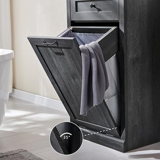 IFGET Tilt Out Trash Can Cabinet, 10 Gallon Farmhouse Laundry Hamper Cabinet - Image 5