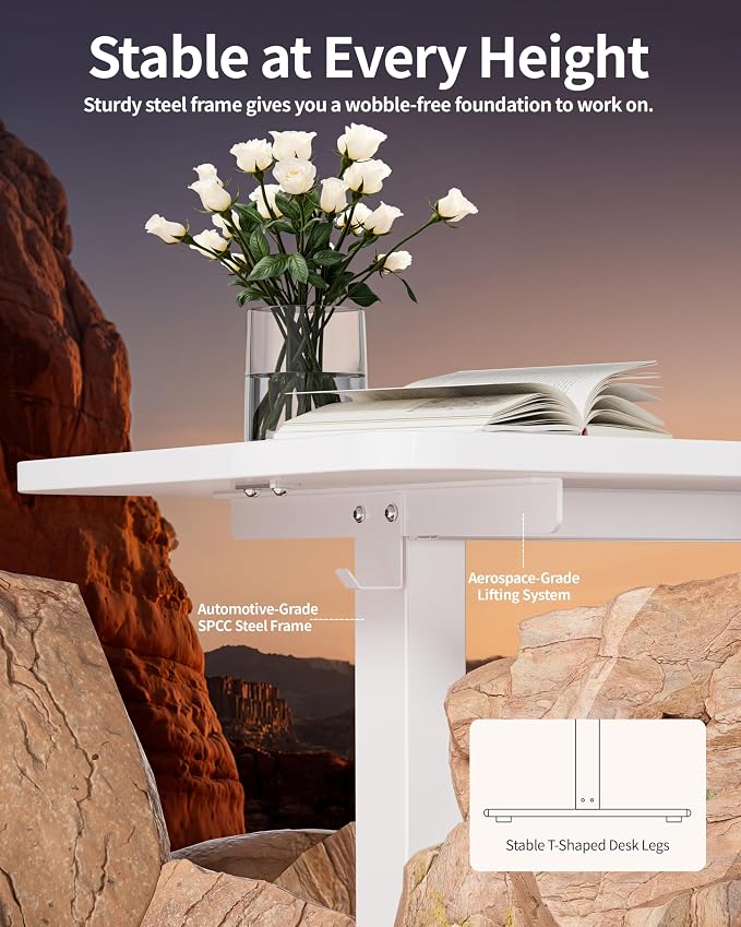 BIZUM Electric Standing Desk 60 x 24 Inch Computer Desk-Gaming Desk White Home - Image 6
