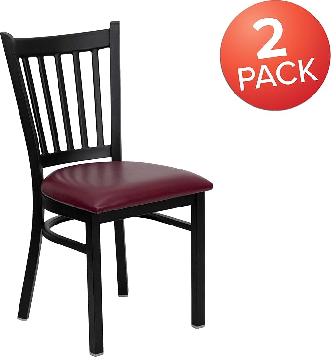 Flash Furniture 2 Pack HERCULES Series Black Vertical Back Metal Restaurant - Image 4