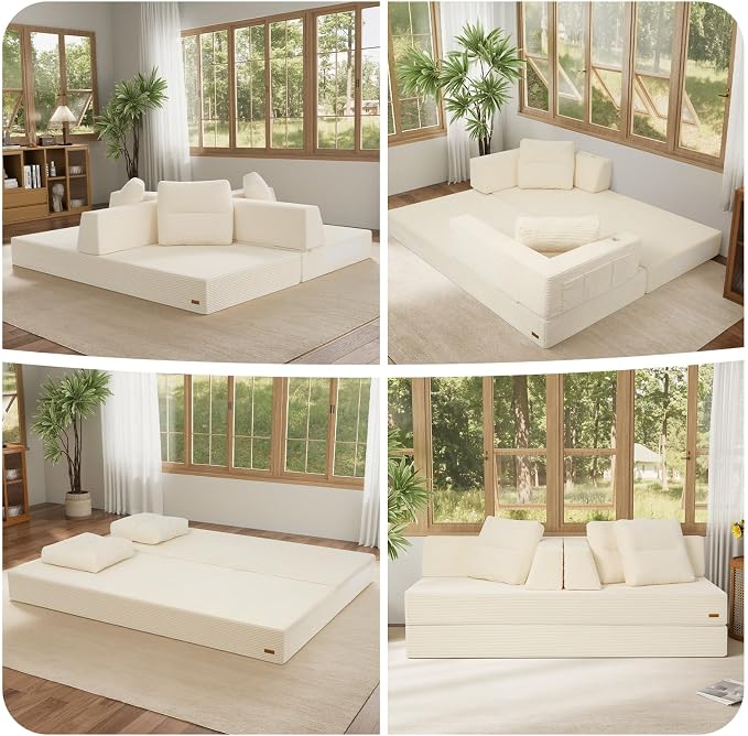 COMAX Futon Sofa Bed Queen, 4 in 1 Folding Boneless Sleeper Corduroy Couch - Image 5