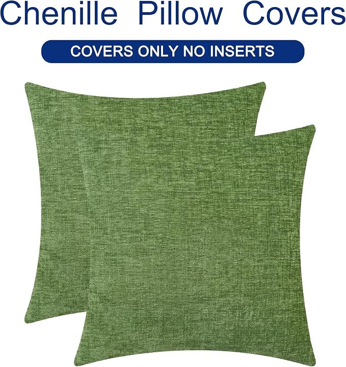 CaliTime Throw Pillow Covers Decorative 18 X 18 Inches Pack of 2 Cozy Chenille - Image 6