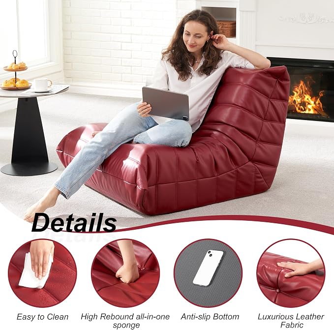 Hobestluk Giant Bean Bag Chair Lazy Floor Sofa, Memory Foam Fireside Sofa - Image 4