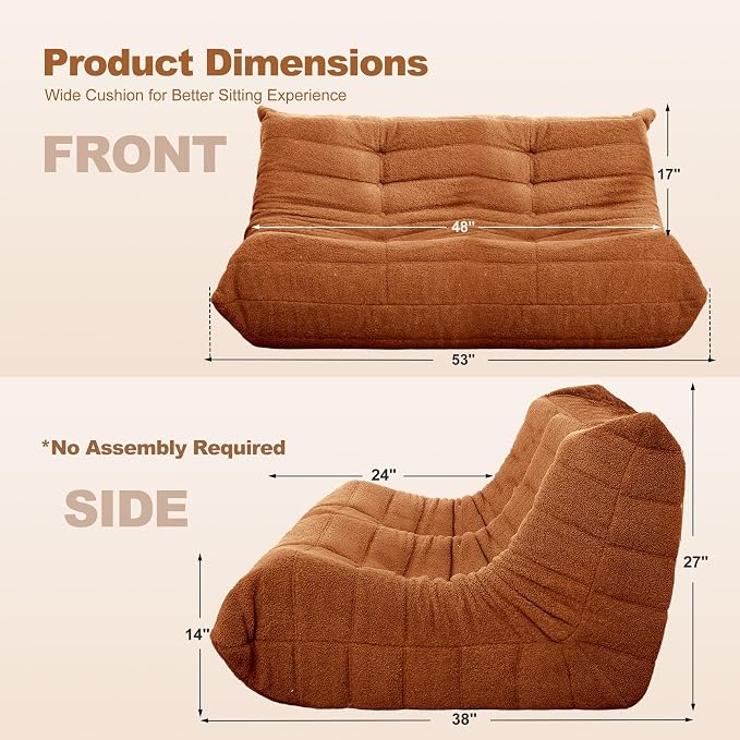 Bean Bag Loveseat Chair Big Sofa Beanbag Chair - Image 2