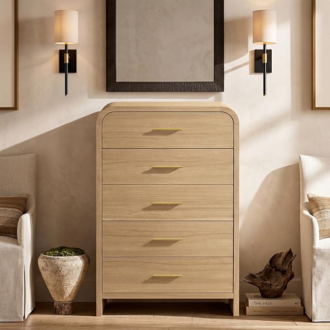 Curved 5-Drawer Dresser for Bedroom, 45.59" Tall Modern Chest of Drawers - Image 5
