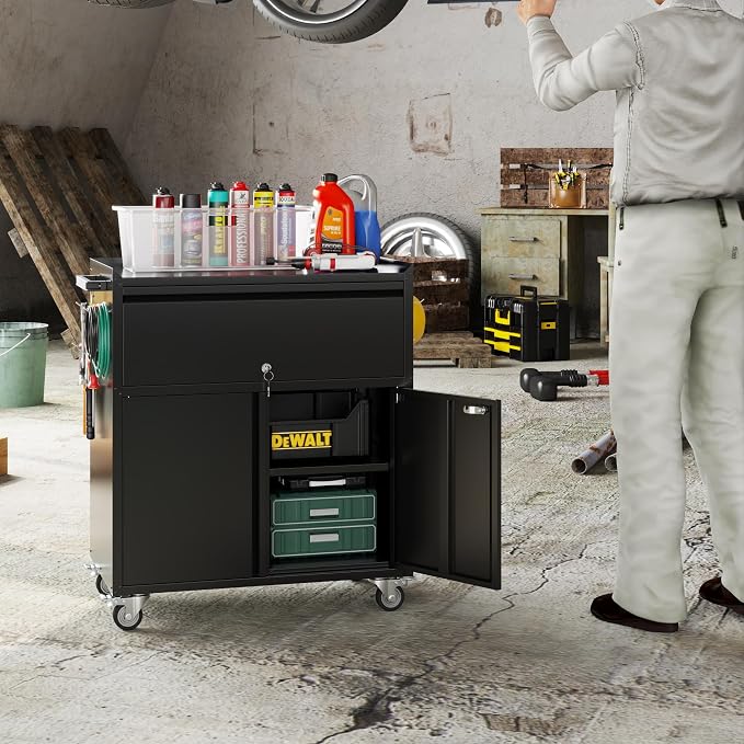 SUXXAN Metal Storage Cabinet on Wheels, Assembly Required - Image 2