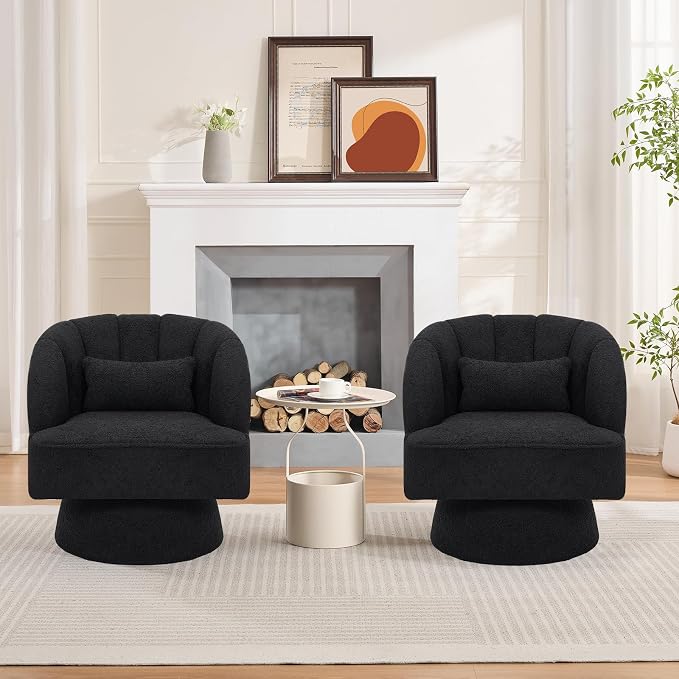 Garvee Ultra-Plush Swivel Accent Chair, 360° Barrel Lounge Chair - Image 6