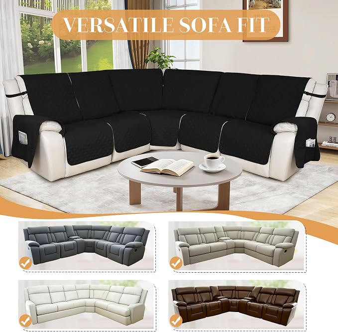 HDCAXKJ 100% Waterproof Reclining Sectional Couch Covers L Shape Recliner Sofa - Image 5