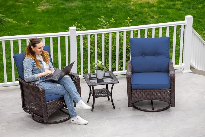 ALAULM Outdoor Swivel Rocking Chairs Set of 2 - Image 7