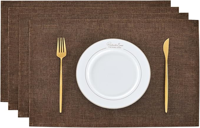 BALCONY & FALCON Faux Linen Placemats Set of 4 Washable Place Mats Heat by BALCONYFALCON