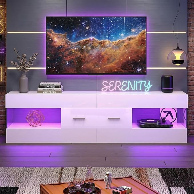 Bestier TV Stand for 55/60/65 Inch TV, High Gloss Modern TV Stand - Image 6