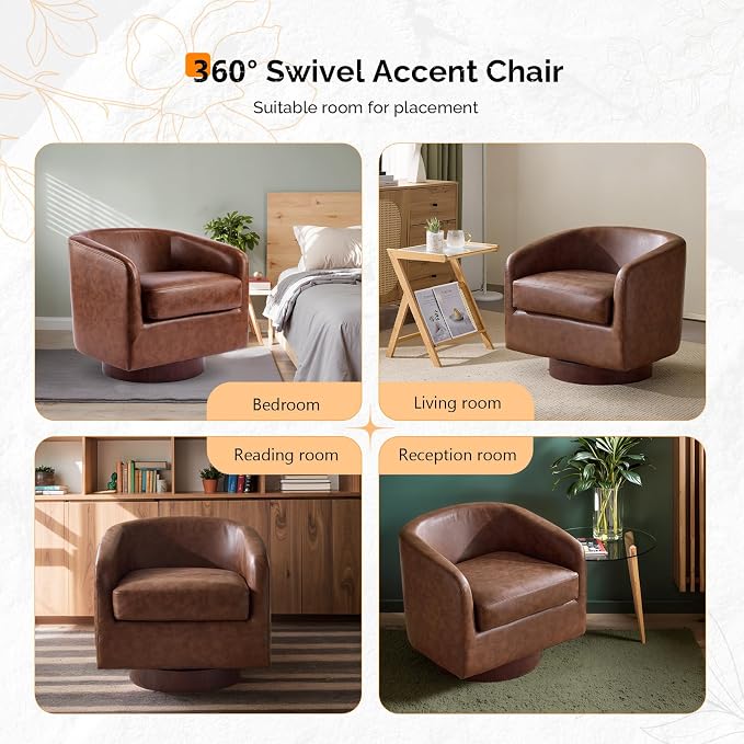 VINGLI 360°Swivel Accent Chair - Image 8